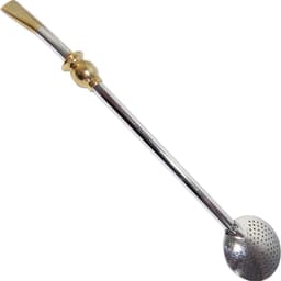 Bomba De Chimarrão Aço Niquelado Anel Superior Cuia Tradição