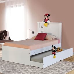 Cama com Cama Auxiliar Barcelona Flex Branca e Preta