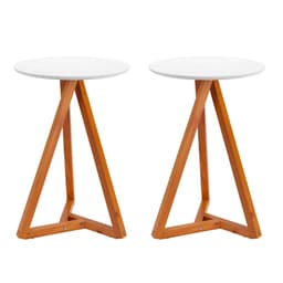 Conjunto com 2 Mesas Laterais Classic Branco e Amêndoa