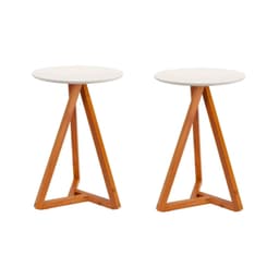 Conjunto com 2 Mesas Laterais Classic Off White e Amêndoa