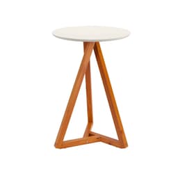 Mesa Lateral Redonda Classic Off White e Amêndoa