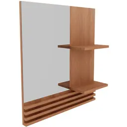 Espelheira para Banheiro 60 cm 2 Prateleiras Sâmia  Amêndoa