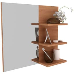 Espelheira para Banheiro 60 cm 3 Prateleiras Romana Amêndoa