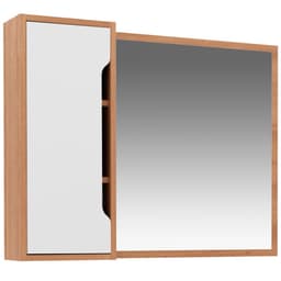 Espelheira para Banheiro 80 cm com 1 Porta Amêndoa/Branco