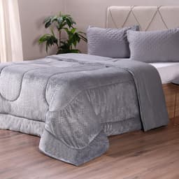 Coberdrom Duetto Plush Casal Malha 100% Algodão 200x220cm Zinco