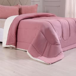 Coberdrom Duetto Queen Malha 100% Algodão Sherpa 220x240cm Rosê Smoke