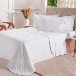 Kit Colcha Casal 200 Fios Lisa 220x240cm Branco
