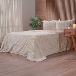 Kit Colcha Casal Luxor Jacquard 100% Poliéster 210x230cm Biscuit