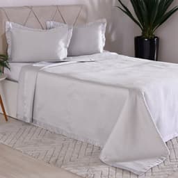 Kit Colcha Casal Satinatta Cetim Toque Pele de Pessego 220x240cm Níquel