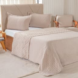 Kit Colcha King Santorini New 260x280cm Biscuit