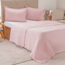 Kit Colcha King Santorini New 260x280cm Rosa Glace