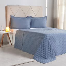 Kit Colcha Queen Miraggio New Soft 100% Poliéster 240x260cm Azul Cobalt
