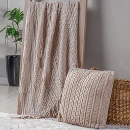 Manta Tricot Style Decorativa 127x152 Toque Super Macio Argila