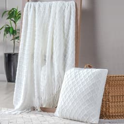 Manta Tricot Style Decorativa 127x152 Toque Super Macio Branco