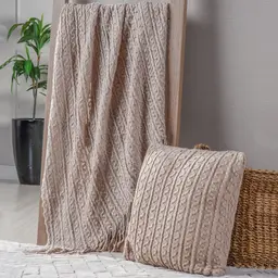 Manta Tricot Style Decorativa 160x220 Toque Super Macio Argila