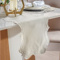 Trilho de Mesa Bordare Bordado 40x150cm Pergaminho