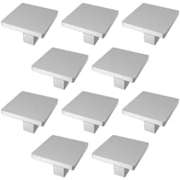 Kit 10 Puxadores Aspen 188 Ponto Quadrados Cromo Acetinado Para Móveis Armários e Gavetas