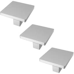 Kit 3 Puxadores Aspen 188 Ponto Quadrado Cromo Acetinado Para Móvel Armários e Gavetas