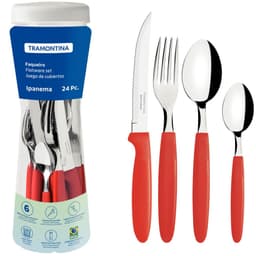 Faqueiro Tramontima Ipanema Vermelho Jogo de Talheres 24 peç