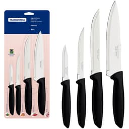 Jogo de 4 Facas Tramontina Plenus Preto Carne Frutas Legumes