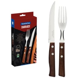 Jogo de Talheres para Churrasco Tramontina em Aço Inox e Madeira Natural 12 Peças