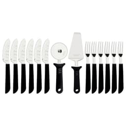 Kit Pizza Tramontina Aço Inox e Polipropileno Preto com Espátula e Cortador 14 Peças