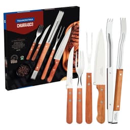 Kit para Churrasco Tramontina em Aço Inox Faca Pegador e Garfo Trinchante 15 Peças