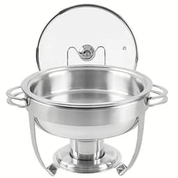 Rechaud Tramontina Redondo 4,3l Inox com Tampa de Vidro e Fogareiro Banho Maria