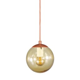 Pendente BRONZE C/ Globo de Vidro AMBAR de 14cm + LED 2W