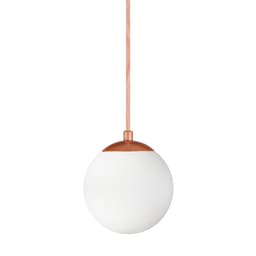 Pendente BRONZE C/ Globo de Vidro BRANCO de 14cm + LED 2W