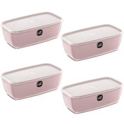 4 Potes Plásticos Uz Rosa Retangulares 3 Litros Mantimentos Organizador Alimentos Multiuso