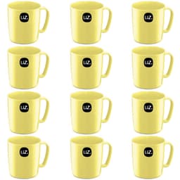 Conjunto 12 Canecas Escolares de Plástico 400ml UZ Amarelo Claro