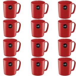 Conjunto 12 Canecas Escolares de Plástico 400ml UZ Vermelho