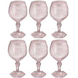Conjunto 6 Taça Para Água Suco 350ml Plástico UZ Tango Transparente Rosa