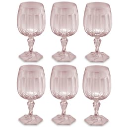 Conjunto 6 Taças Para Água Tomar Suco 350ml Poliestireno UZ Samba Transparente Rosa