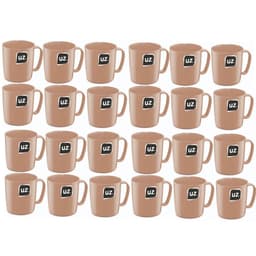 Kit 24 Canecas Plásticas 400ml Escolar Refeitório Lanche Merenda Ergonômica UZ Cappuccino