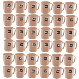 Kit 36 Canecas Plásticas 400ml Escolar Refeitório Lanche Merenda Ergonômica UZ Cappuccino