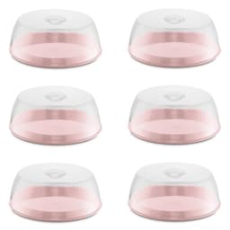 Kit 6 Porta Bolo de Plástico com Tampa Boleiras Coloridas 29cm Plus UZ Rosa