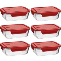 Kit 6 Potes Herméticos de Vidro Borossilicato 1,04L Retangul