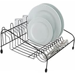 Escorredor de Louças 12 Pratos 4 Copos Talheres Preto Organize Bancada de Cozinha Utimil