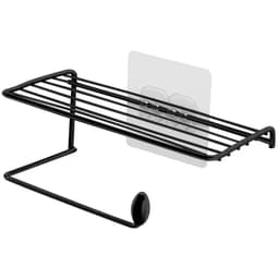 Porta Papel Higiênico com Suporte para Celular Preto Fixação