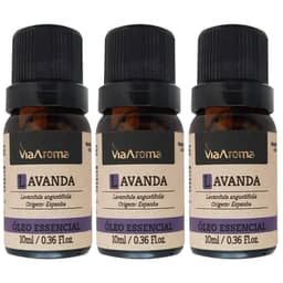 Kit 3 Óleos Essencial para Aromatizador 100% Natural Via Aroma 10ml Lavanda