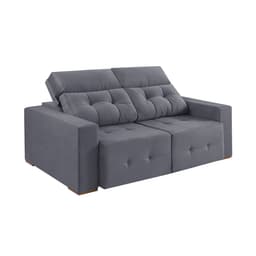 Sofá 3 Lugares Retrátil e Reclinável Roma Suede Cinza