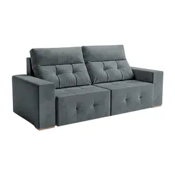 Sofá 3 Lugares Retrátil e Reclinável Roma Suede Cinza