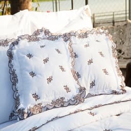 Almofada Decorativa Bordada 200 fios Mondrean Branco Vilela Enxovais 2 peças