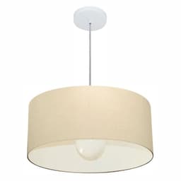 Pendente Cilíndrico 4052 Cúpula em Tecido 50x21cm Algodão Crú- Bivolt