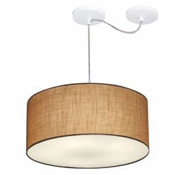 Pendente Cilíndrico Com Desvio Md-4151 Cúpula em Tecido 50x25cm Palha - Bivolt