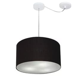 Pendente Cilíndrico Com Desvio Md-4166 Cúpula em Tecido 40x25cm Preto - Bivolt