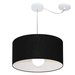 Pendente Cilíndrico Com Desvio Md-4228 Cúpula em Tecido 45x25cm Preto - Bivolt