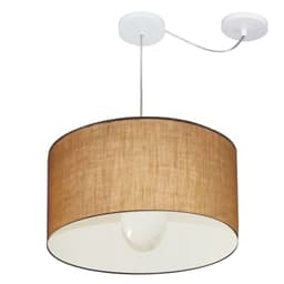 Pendente Cilíndrico Com Desvio Md-4229 Cúpula em Tecido 45x30cm Palha - Bivolt
